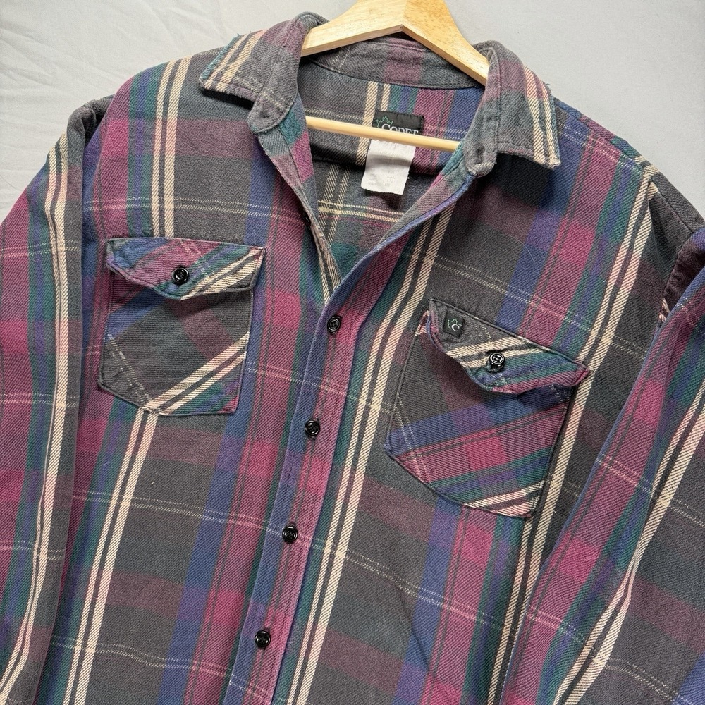 Vintage Codet Flannel Shirt Mens Large Plaid Made In USA Gorpcore Lumberjack 90s